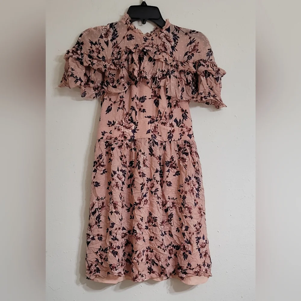 kate spade Blush Pink Floral Ruffle Midi Dress